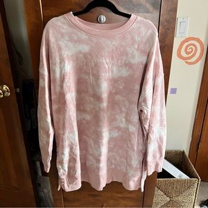 PINK TIE DYE OLD NAVY XL LONG SIDE SLIT SWEATSHIRT